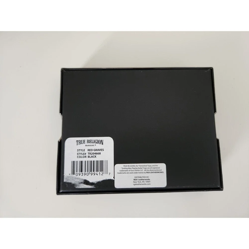 True Religion Genuine Leather RFID Blocking men's‎ Wallet Black